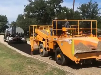 Ongoing asphalt chip seal work